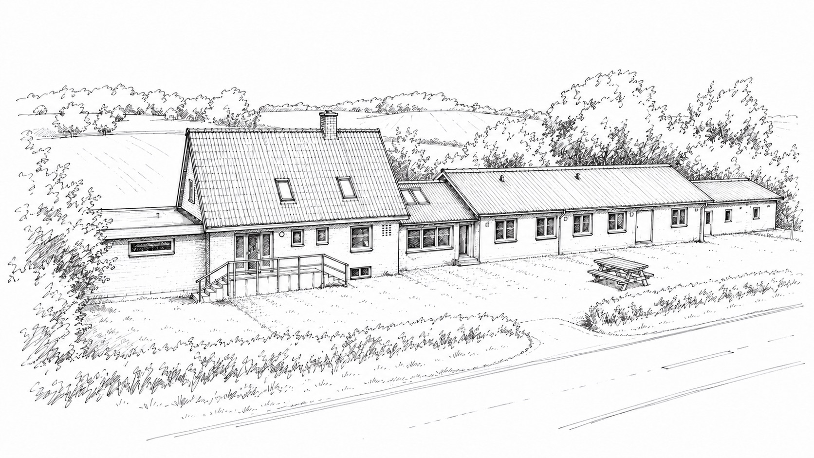 Tegning af afdelingen Østkystvejen i Asserballeskov